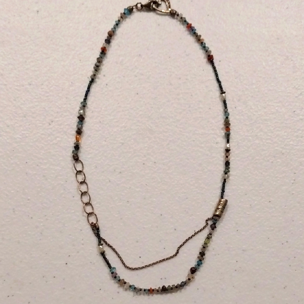 Multicolor Semiprecious Stone And Silver Beaded Necklace